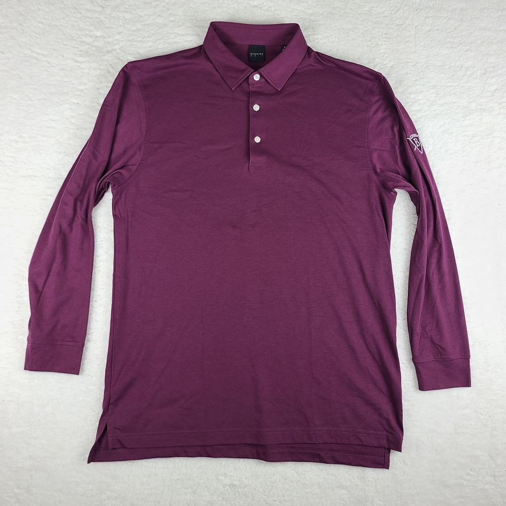 Dunning Golf‎ Polo Shirt Mens XL Burgundy Red Solid Performance Long Sleeve